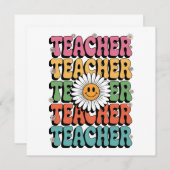Groovy Teacher Schattige Daisy Flower Retro Back S Bedankkaart (Voorkant / Achterkant)