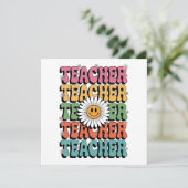 Groovy Teacher Schattige Daisy Flower Retro Back S Bedankkaart (Staand voorkant)
