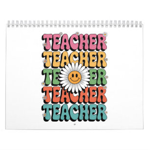 Groovy Teacher Schattige Daisy Flower Retro Back S Kalender
