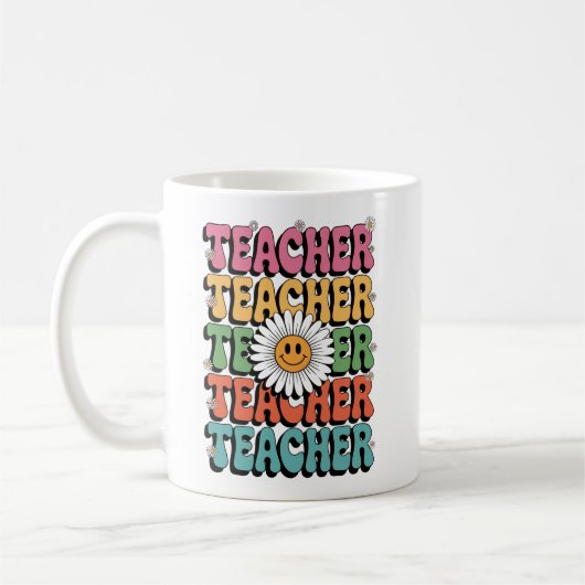Groovy Teacher Schattige Daisy Flower Retro Back S Koffiemok (Links)