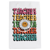 Groovy Teacher Schattige Daisy Flower Retro Back S Medium Cadeauzakje (Voorkant)