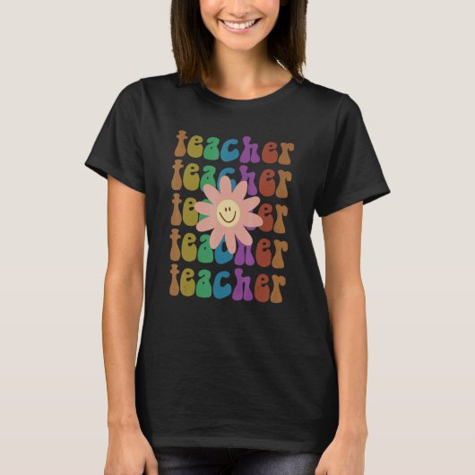 Groovy TEACHER Smile I Teach School Elementary Squ T-shirt (Voorkant)