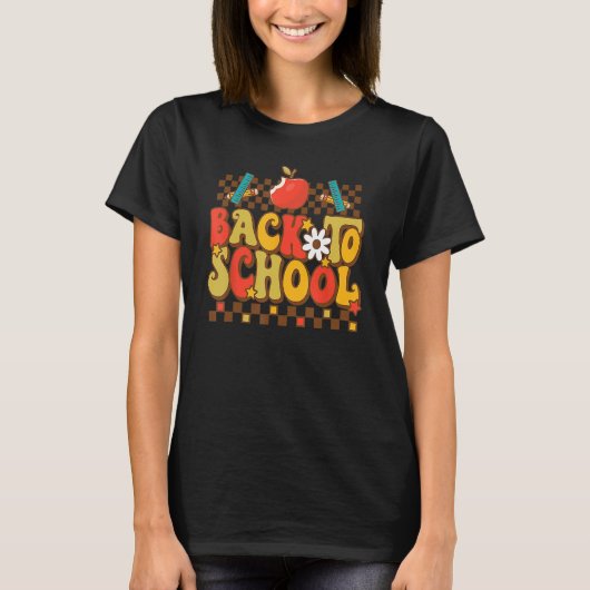 Groovy Teacher Vibes Elementaire Retro Welkom teru T-shirt (Voorkant)