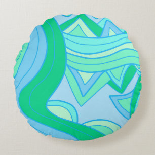 Groovy Teal Rond Kussen