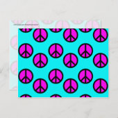 Groovy Teen Hippie Blauwgroen en Paarse vredessign Briefkaart (Voorkant / Achterkant)