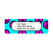 Groovy Teen Hippie Blauwgroen en Paarse vredessign Etiket (Voorkant)