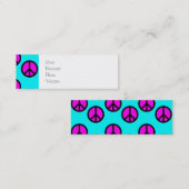 Groovy Teen Hippie Blauwgroen en Paarse vredessign Mini Visitekaartje (Voorkant / Achterkant)