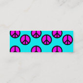 Groovy Teen Hippie Blauwgroen en Paarse vredessign Mini Visitekaartje (Achterkant)