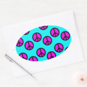 Groovy Teen Hippie Blauwgroen en Paarse vredessign Ovale Sticker (Envelop)