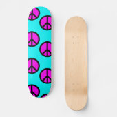 Groovy Teen Hippie Blauwgroen en Paarse vredessign Persoonlijk Skateboard (Voorkant)