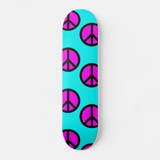 Groovy Teen Hippie Blauwgroen en Paarse vredessign Persoonlijk Skateboard (Voorkant)