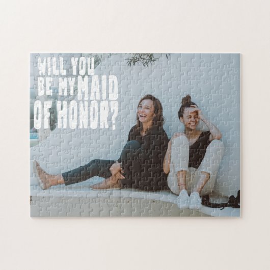 Groovy tekstoverlay bruidsmeisje eer foto huwelijk legpuzzel (Horizontaal)