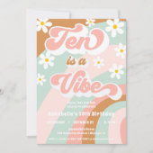 Groovy Ten is een Vibe retro pastel 10e verjaardag Kaart (Voorkant)