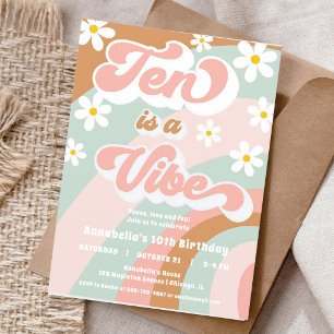 Groovy Ten is een Vibe Retro Pastel Meisje Kaart