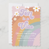 Groovy Ten is een vibe Retro Rainbow 10th Birthday Kaart (Voorkant)