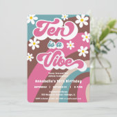 Groovy Ten is een Vibe roze blauwgroen meisje 10e  Kaart (Staand voorkant)