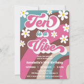 Groovy Ten is een Vibe roze blauwgroen meisje 10e  Kaart (Voorkant)