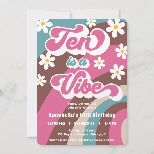 Groovy Ten is een Vibe roze blauwgroen meisje 10e  Kaart (Voorkant)