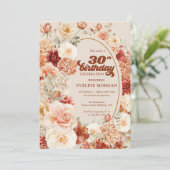 Groovy terracotta bordeaux blos 30e verjaardag kaart (Staand voorkant)