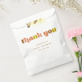 Groovy Terracotta Peach Retro Custom Baby shower Bedankzakje