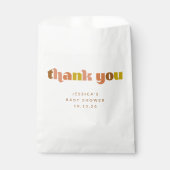 Groovy Terracotta Peach Retro Custom Baby shower Bedankzakje (Voorkant)