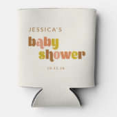 Groovy Terracotta Peach Retro Custom Baby shower Blikjeskoeler (Voorkant)