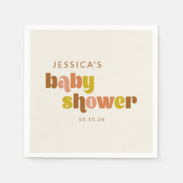 Groovy Terracotta Peach Retro Custom Baby shower Servet