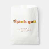 Groovy Terracotta Peach Retro Text Custom Shower Bedankzakje (Voorkant)