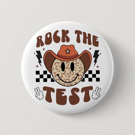Groovy Test Day Rock De Test Glimlach Cowboy Boys Ronde Button 5,7 Cm (Voorkant)