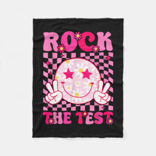 Groovy Test Day Rock De Test Glimlach Hippie Pink  Fleece Deken