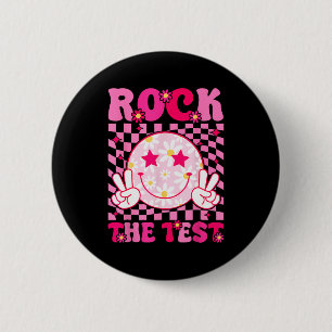 Groovy Test Day Rock De Test Glimlach Hippie Pink Ronde Button 5,7 Cm
