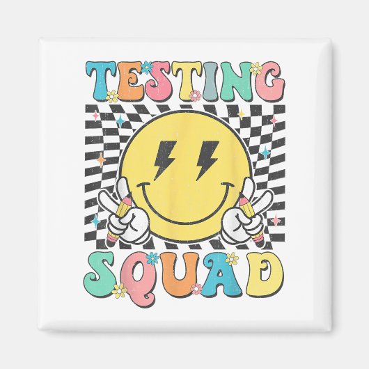 Groovy Test Day Testing Squad Motivation Teacher S Magneet (Voorkant)