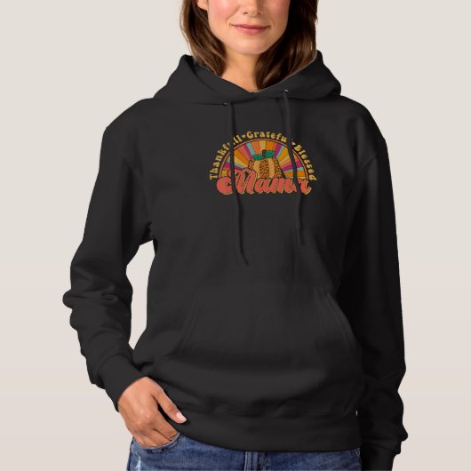Groovy Thankful Grateful Blessed Mama Retro Pumpki Hoodie (Voorkant)