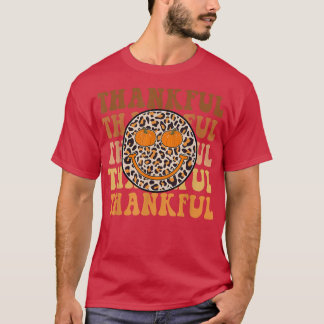 Groovy Thankful Hallo Herfst Leopard Retro herfst T-shirt