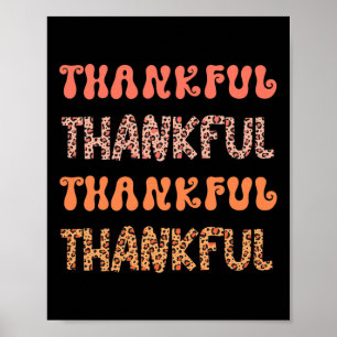 Groovy Thankful Herfst Autumn Leopard Retro Thanks Poster