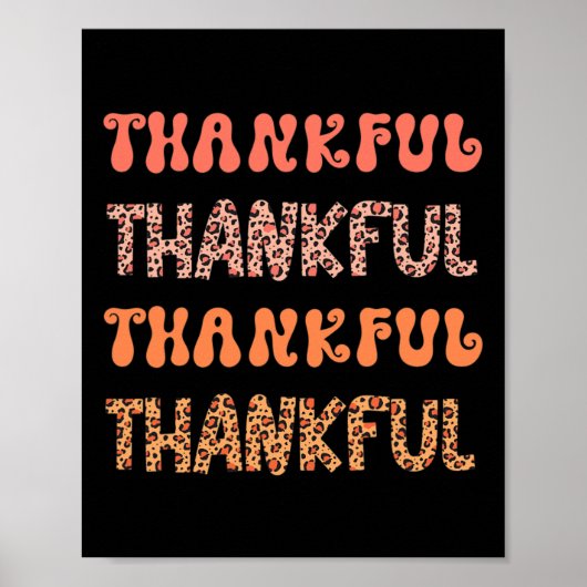 Groovy Thankful Herfst Autumn Leopard Retro Thanks Poster (Voorkant)