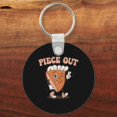 Groovy Thankful Pumpkin Pie Retro Piece Out Bedank Sleutelhanger (Voorkant)