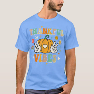 Groovy Thankful Vibes Retro Autumn Halloween Dank T-shirt