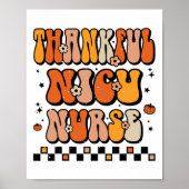 Groovy Thanksgiving Dankbaar NICU Nurse Retro ICU Poster (Voorkant)