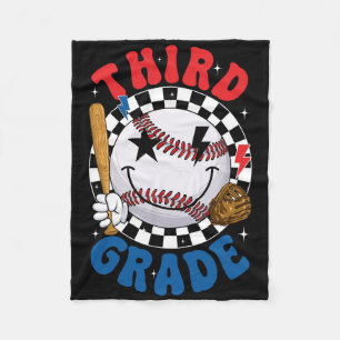 Groovy Third Grade Team Honkbal Eerste Dag Van Sch Fleece Deken