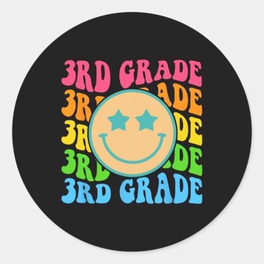 Groovy Third Grade Vibes Face Retro Teachers Back Ronde Sticker (Voorkant)