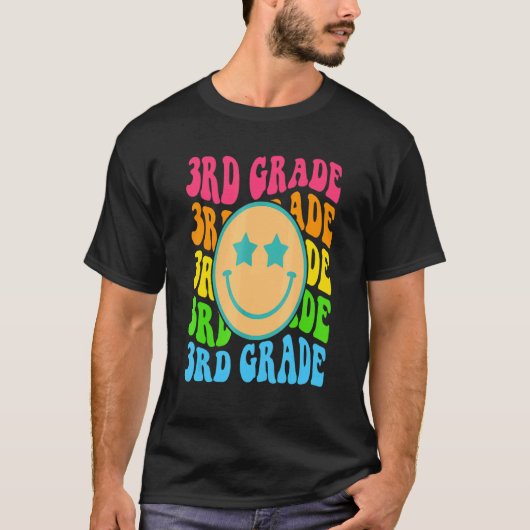 Groovy Third Grade Vibes Face Retro Teachers Back T-shirt (Voorkant)