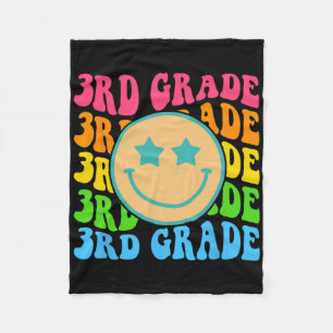 Groovy Third Grade Vibes Gezicht Retro Leraren Byc Fleece Deken
