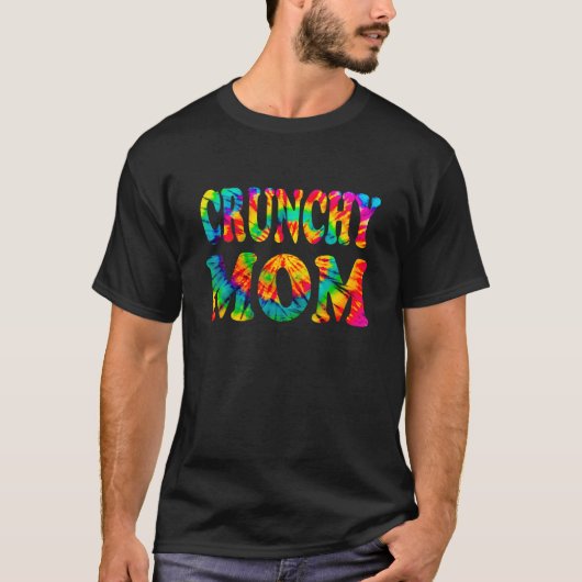 Groovy Tie Dye Crunchy mama T-shirt (Voorkant)