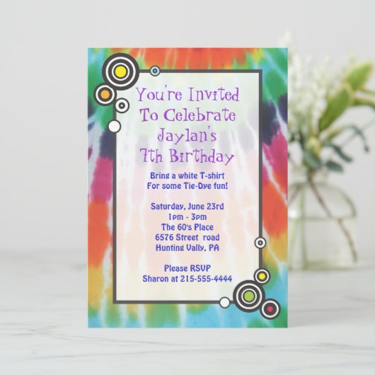 Groovy Tie Dye Happy Birthday Kaart (Staand voorkant)