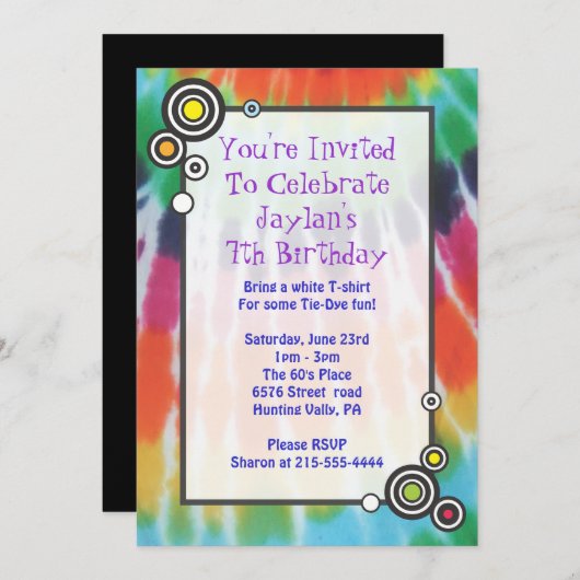 Groovy Tie Dye Happy Birthday Kaart (Voorkant / Achterkant)