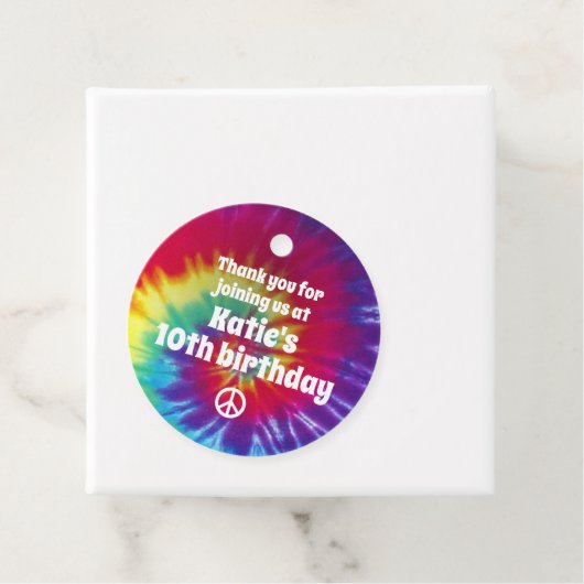 Groovy Tie Dye Hippie Party Bedankjes Labels (In situ)