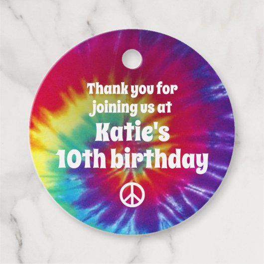 Groovy Tie Dye Hippie Party Bedankjes Labels (Voorkant)