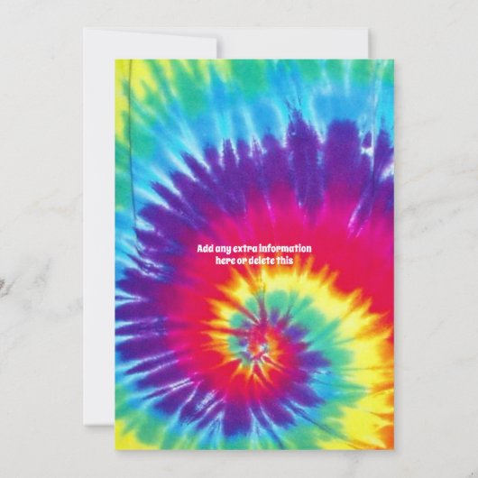 Groovy Tie Dye Hippie Party Kaart (Achterkant)
