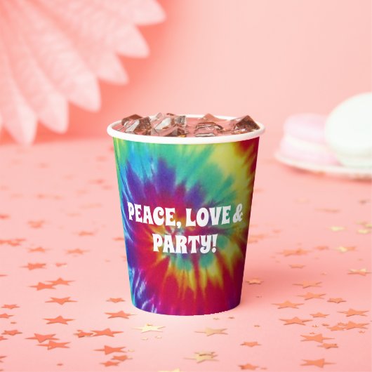 Groovy Tie Dye Hippie Party Papieren Bekers (Insitu)